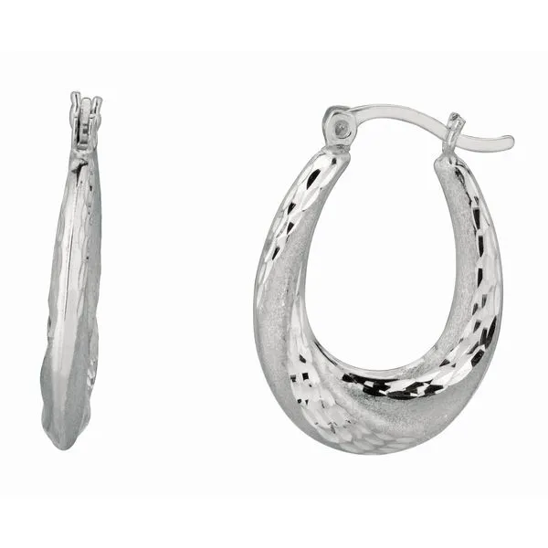 Silver Diamond Cut & Polished Twist Puffed Hoop Earring Tennies Jewelry Appleton, WI