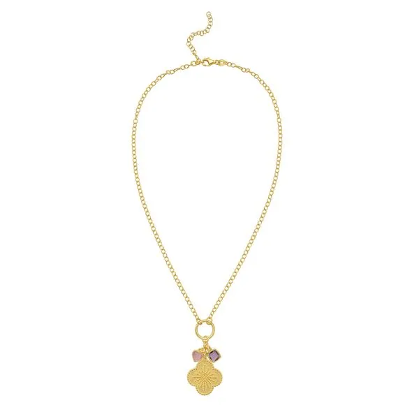 Gold Over Silver Flower CZ Charm Necklace Tennies Jewelry Appleton, WI