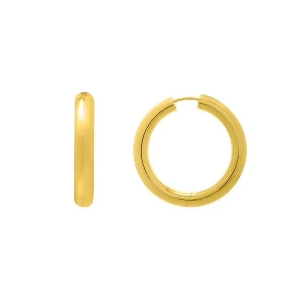 Gold Over Silver Round Snap Clasp Hoops Scirto's Jewelry Lockport, NY