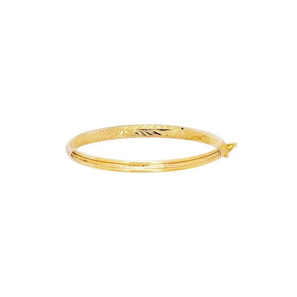 14K Yellow Gold Filagree Pattern with Florentine Finish Children's Bangle Tennies Jewelry Appleton, WI
