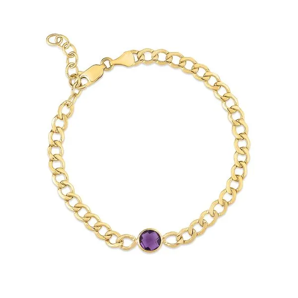 14K Amethyst Curb Chain Bracelet Thomas A. Davis Jewelers Holland, MI