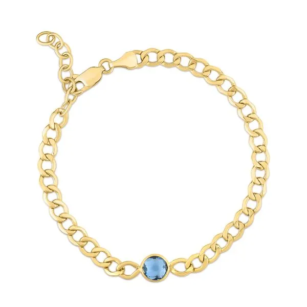 14K Blue Topaz Curb Chain Bracelet Tennies Jewelry Appleton, WI