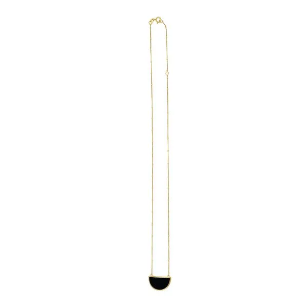 14K Onyx Geometric Half Moon Necklace James & Williams Jewelers Berwyn, IL
