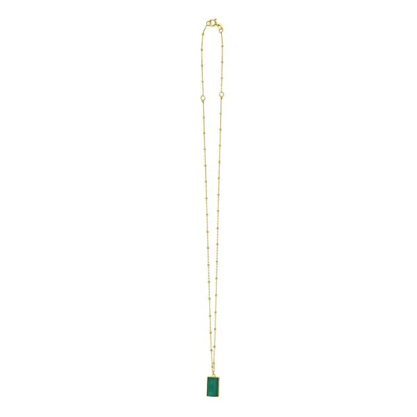 14K Malachite Geometric Gem Rectangle Necklace Tennies Jewelry Appleton, WI