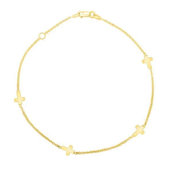 14K Gold Cross Anklet Scirto's Jewelry Lockport, NY