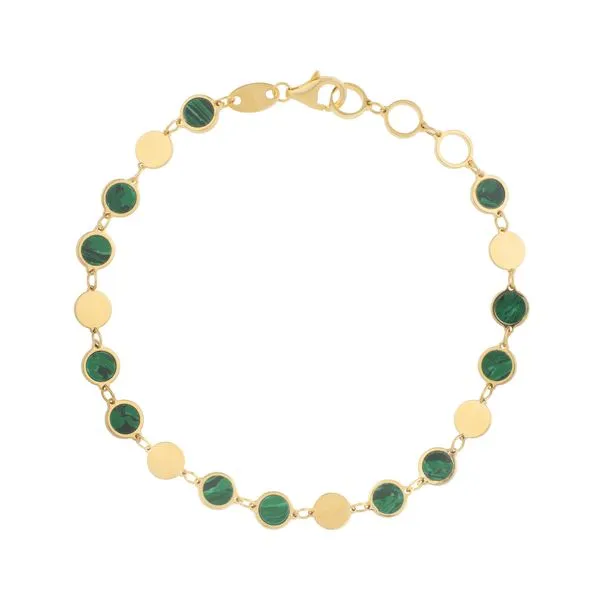 14K Malachite Geometric Mirror Gem Chain Bracelet James & Williams Jewelers Berwyn, IL