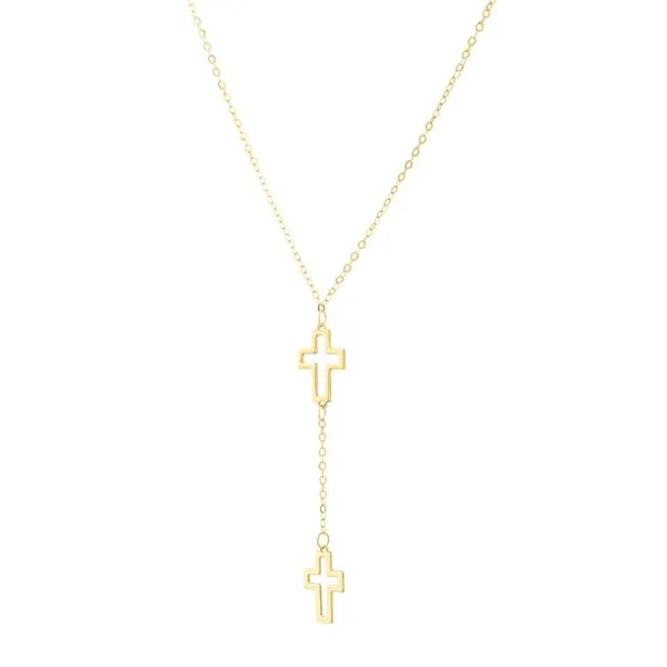 14K Double Cross Drop Necklace Tennies Jewelry Appleton, WI