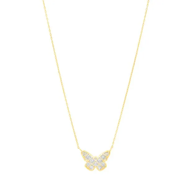 14K Gold Diamond Cut Checkered Butterfly Necklace Moseley Diamond Showcase Inc Lexington, SC