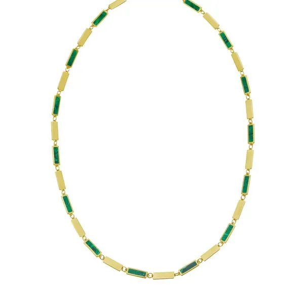 14K Malachite Rectangle Links Necklace Gysbers Jewelry Waupun, WI