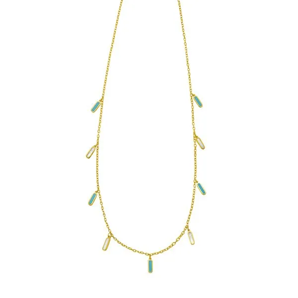 14K Turquoise & MOP Inlay Station Necklace Avitabile Fine Jewelers Hanover, MA