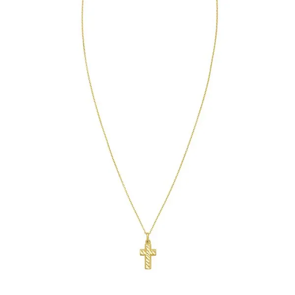 14K Diamond-Cut Cross Necklace Alan Miller Jewelers Oregon, OH