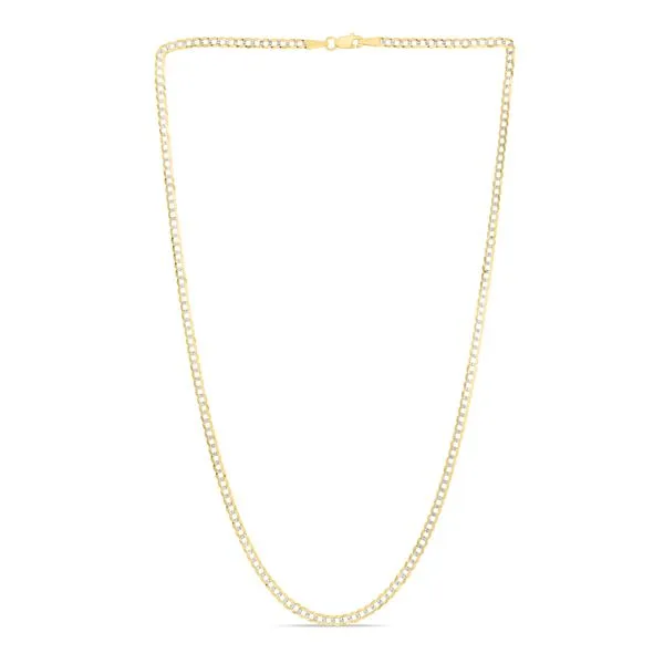 14K Gold 2.6mm White Pave Curb Chain  Tennies Jewelry Appleton, WI