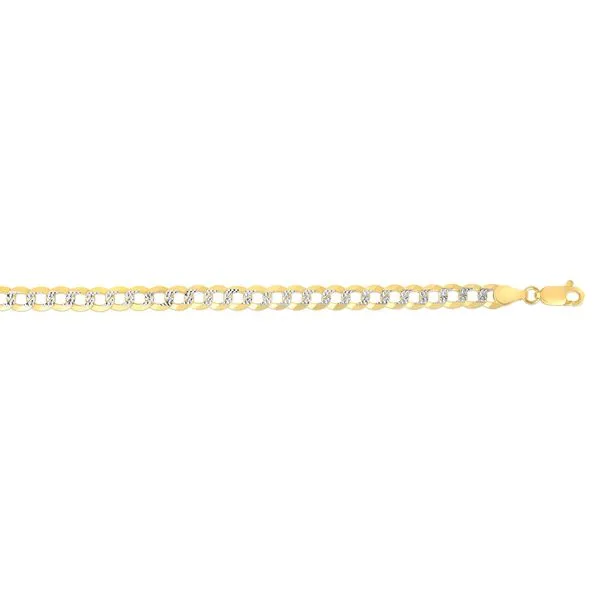 14K Gold 5.7mm White Pave Curb Chain  Tennies Jewelry Appleton, WI