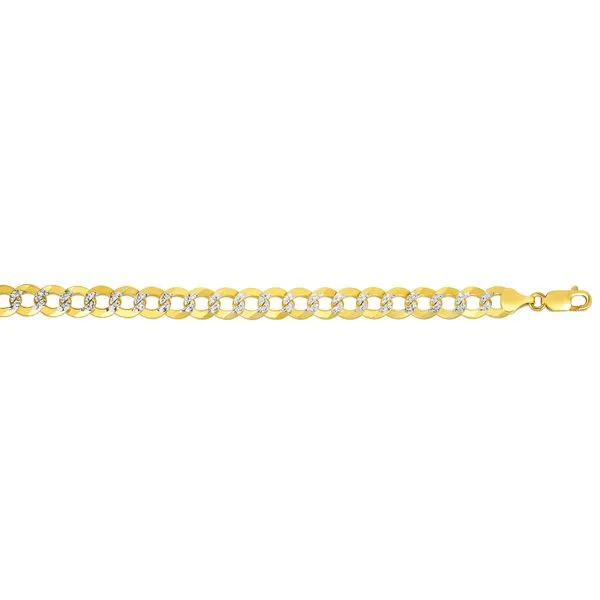 14K Gold 8.3mm White Pave Curb Chain  Tennies Jewelry Appleton, WI