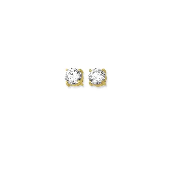 14K Gold 7mm Round CZ Stud Earring Tennies Jewelry Appleton, WI