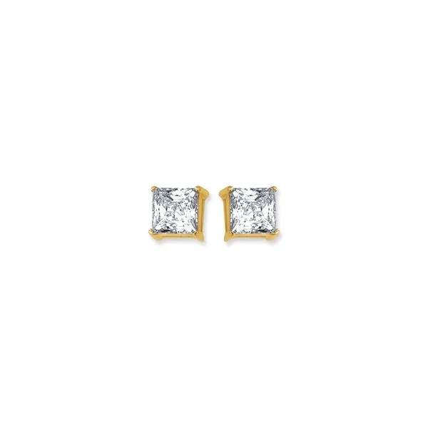 14K Gold 5mm Princess Cut CZ Stud Earring Tennies Jewelry Appleton, WI