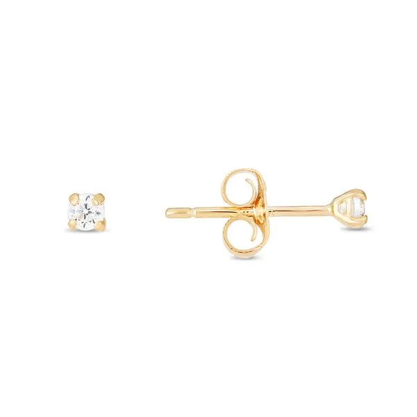 14K Gold 2mm Round CZ Stud Earring Alan Miller Jewelers Oregon, OH
