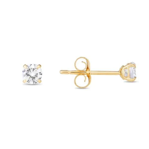 14K Gold 3mm Round CZ Stud Earring Tennies Jewelry Appleton, WI