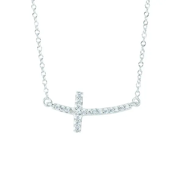 14K Gold .12ct Diamond Side Cross Necklace Tennies Jewelry Appleton, WI