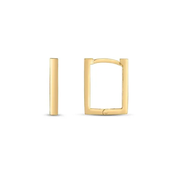 14K Rectangle Huggie Hoops Thomas A. Davis Jewelers Holland, MI