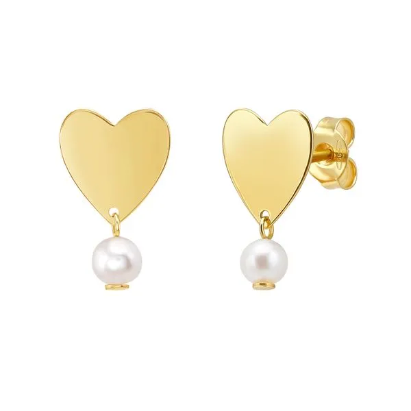 14K Heart and Pearl Drop Studs Thomas A. Davis Jewelers Holland, MI