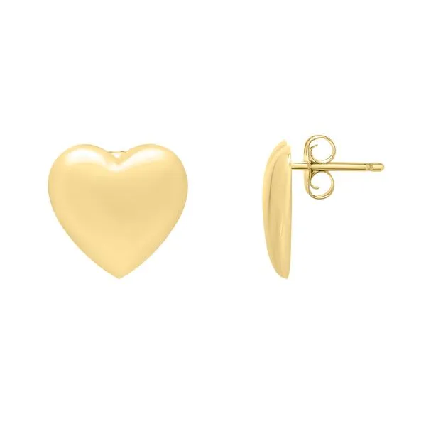 14K Gold Heart Puffed Up Studs James & Williams Jewelers Berwyn, IL