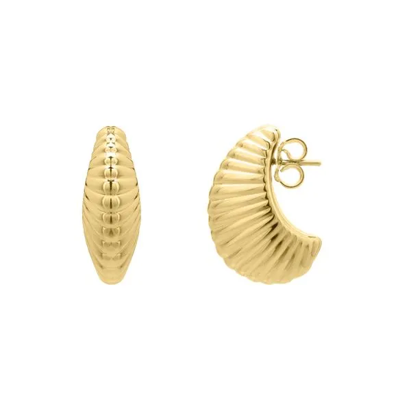 14K Gold Graduated Puffy Ribbed Shell Hoops Tennies Jewelry Appleton, WI