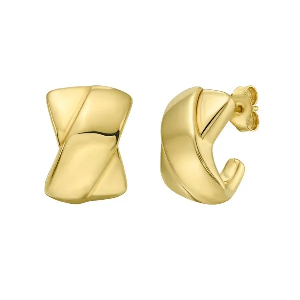 14K Puffed X C-Hoops James & Williams Jewelers Berwyn, IL