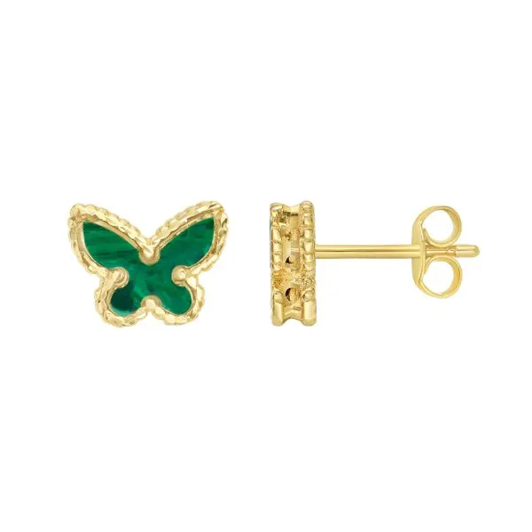 14K Primavera Malachite Butterfly Studs Tennies Jewelry Appleton, WI