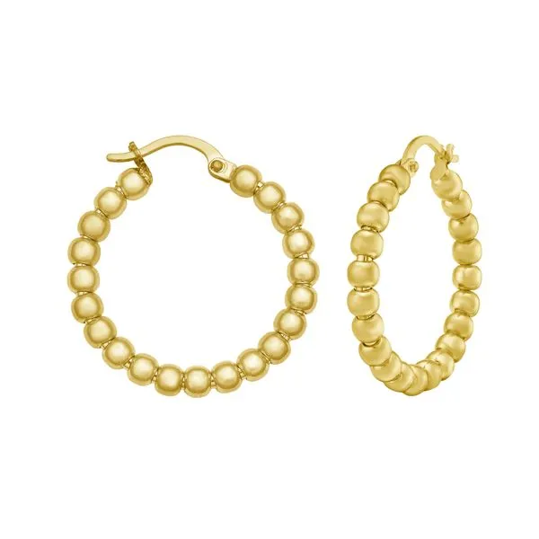 14K Medium Bead Hoops James & Williams Jewelers Berwyn, IL