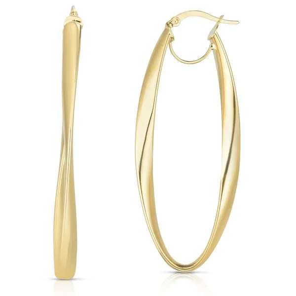 14K Gold Twisted Oval Hinged Hoop Earring Alan Miller Jewelers Oregon, OH