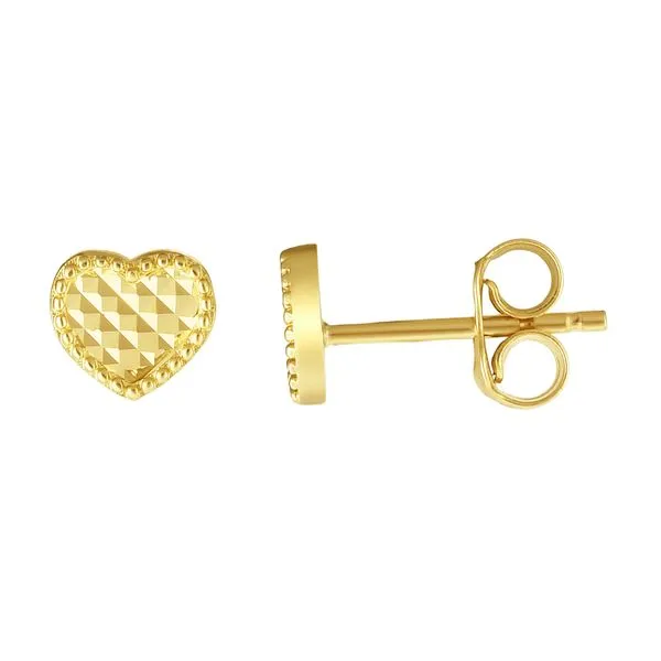 14K Gold Diamnd Cut Heart Stud Earring Tennies Jewelry Appleton, WI