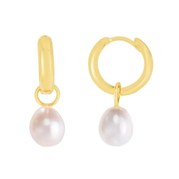 14K Pearl Drop Huggie Earrings Tennies Jewelry Appleton, WI