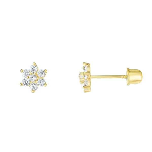 14K Gold CZ Flower Stud Earring Tennies Jewelry Appleton, WI