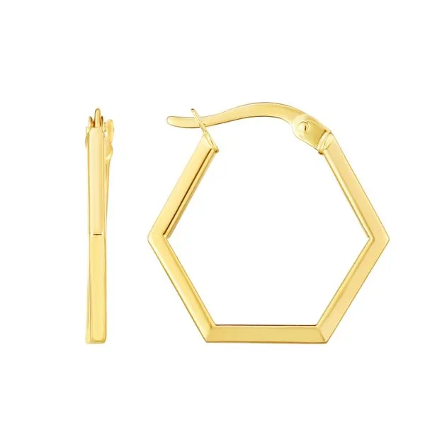 14K Gold Hexagon Hoop Earrings Tennies Jewelry Appleton, WI