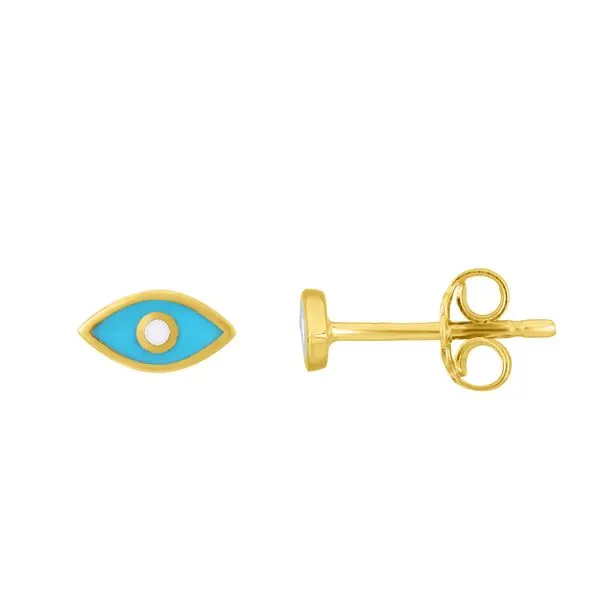 14K Gold Evil Eye Blue Enamel Stud Earring Alan Miller Jewelers Oregon, OH