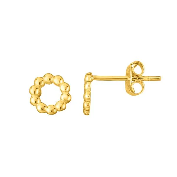 14K Gold Open Circle Bead Stud Earring Tennies Jewelry Appleton, WI
