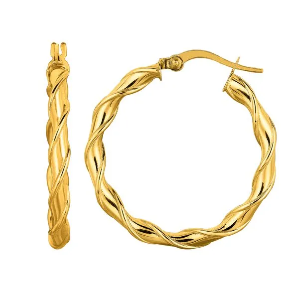 14K Gold 25mm Twist Hoop Earring Alan Miller Jewelers Oregon, OH
