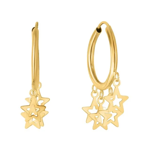 14K Gold Star Charm Hoops Alan Miller Jewelers Oregon, OH