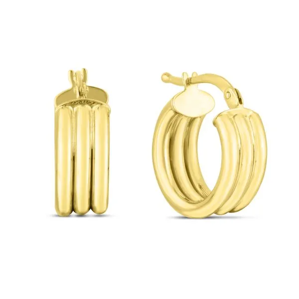 14K 10mm Small Triple Row Round Hoops Alan Miller Jewelers Oregon, OH