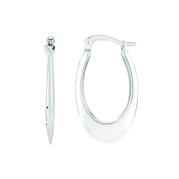 14K Gold Polished Graduated Oval Back to Back Hoop Earring Thomas A. Davis Jewelers Holland, MI