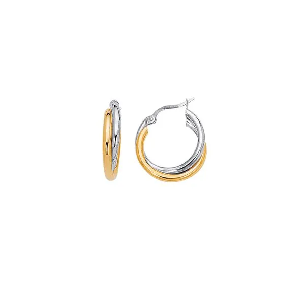 14K Two-tone Gold Polished Double Row Hoop Earring Alan Miller Jewelers Oregon, OH
