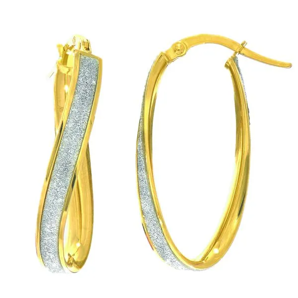 14K Gold Twisted Oval Glitter Hoop Earring Tennies Jewelry Appleton, WI