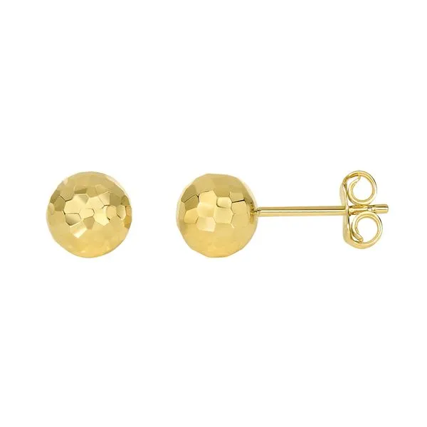 14K Gold 7mm Diamond Cut Post Earring Tennies Jewelry Appleton, WI