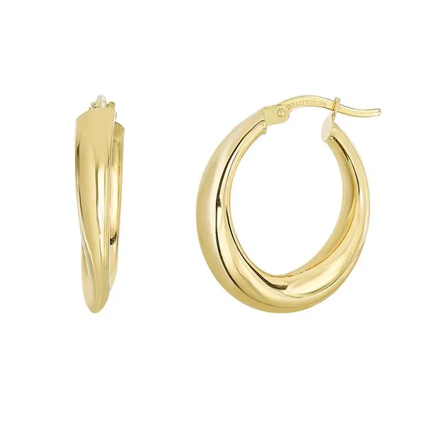 14K Gold Graduated Oval Hoop Earring Tennies Jewelry Appleton, WI