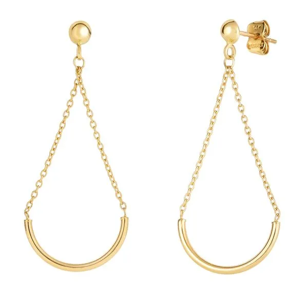 14K Gold Polished Curved Bar Drop Earring Tennies Jewelry Appleton, WI