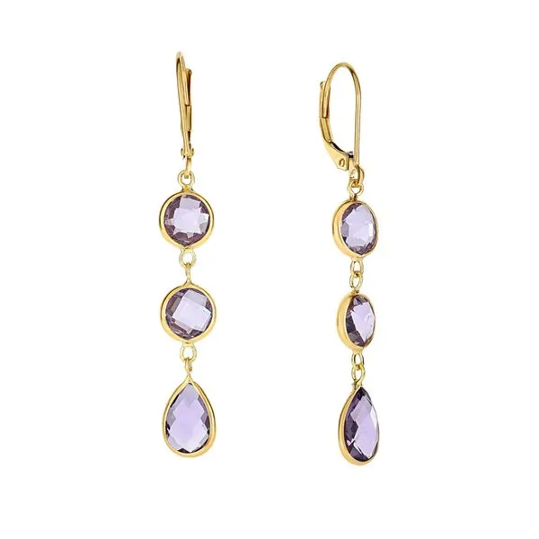 14K Gold Amethyst Drop Earrings Thomas A. Davis Jewelers Holland, MI