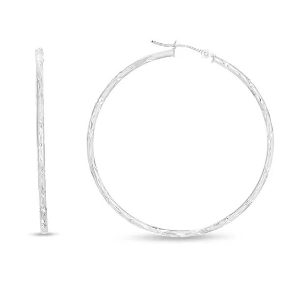 14K Gold 2mm Diamond Cut Hoop Earring Alan Miller Jewelers Oregon, OH