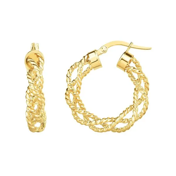 14K Gold Braided Twist Hoop Earring Alan Miller Jewelers Oregon, OH