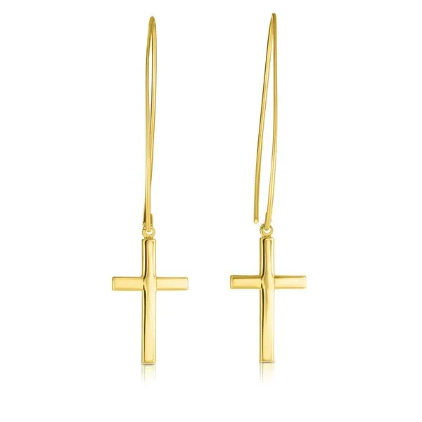 14K Gold Small Cross Threader Earring Tennies Jewelry Appleton, WI